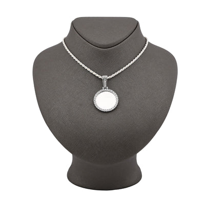 925 Silver 6.7gms 0.35 CTW Natural Diamond Circle Picture Pendant Memorial Charm - Elite Jewelers - Charms & Pendants