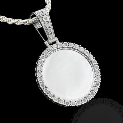 925 Silver 6.7gms 0.35 CTW Natural Diamond Circle Picture Pendant Memorial Charm - Elite Jewelers - Charms & Pendants