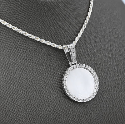 925 Silver 6.7gms 0.35 CTW Natural Diamond Circle Picture Pendant Memorial Charm - Elite Jewelers - Charms & Pendants
