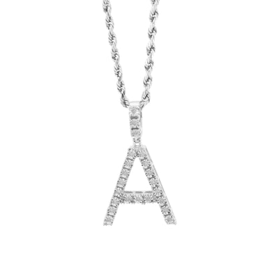 925 Silver Natural 0.15 CTW Diamond Initial Alphabet "A" Pendant 2g Unisex Charm - Elite Jewelers - Charms & Pendants