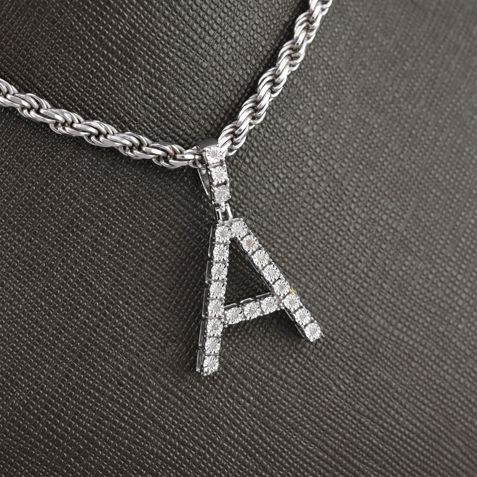 925 Silver Natural 0.15 CTW Diamond Initial Alphabet "A" Pendant 2g Unisex Charm - Elite Jewelers - Charms & Pendants
