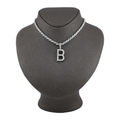 925 Silver Natural 0.15 CTW Diamond Initial Alphabet "B" Pendant 2g Unisex Charm - Elite Jewelers - Charms & Pendants
