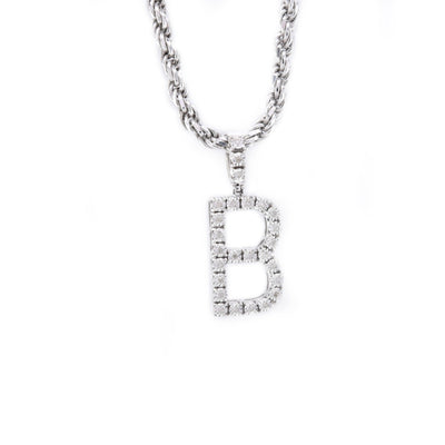 925 Silver Natural 0.15 CTW Diamond Initial Alphabet "B" Pendant 2g Unisex Charm - Elite Jewelers - Charms & Pendants