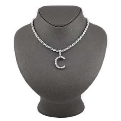 925 Silver Natural 0.15 CTW Diamond Initial Alphabet "C" Pendant 2g Unisex Charm - Elite Jewelers - Charms & Pendants