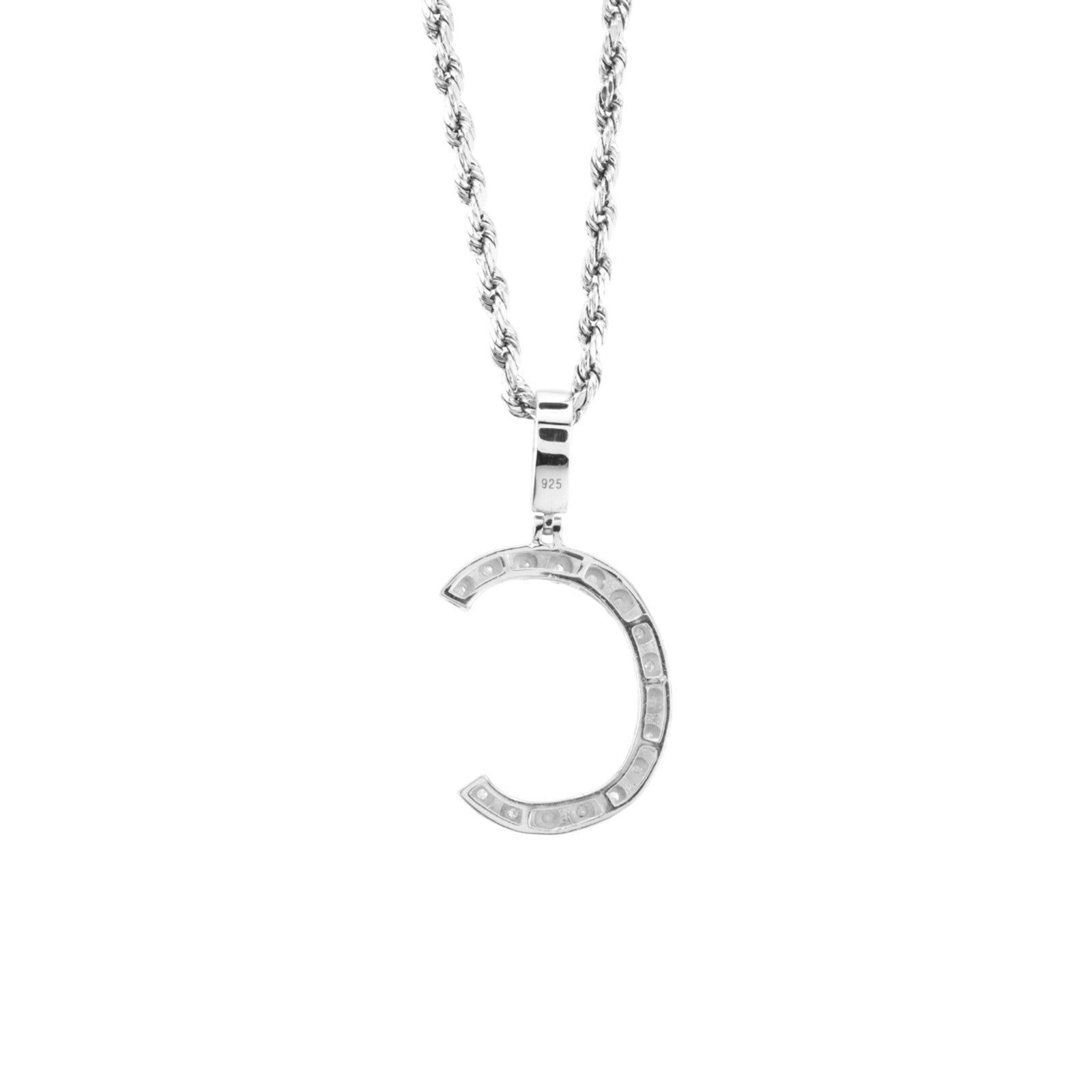 925 Silver Natural 0.15 CTW Diamond Initial Alphabet "C" Pendant 2g Unisex Charm - Elite Jewelers - Charms & Pendants