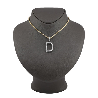 925 Silver Natural 0.15 CTW Diamond Initial Alphabet "D" Pendant 2g Unisex Charm - Elite Jewelers - Charms & Pendants