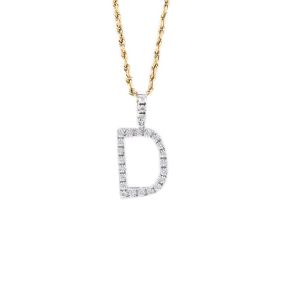 925 Silver Natural 0.15 CTW Diamond Initial Alphabet "D" Pendant 2g Unisex Charm - Elite Jewelers - Charms & Pendants