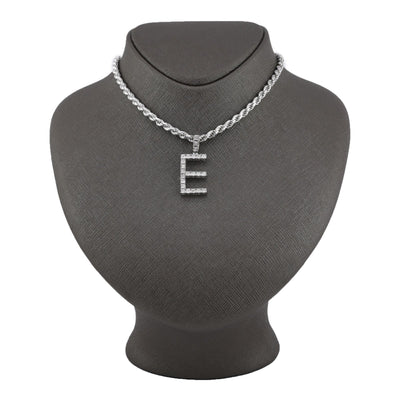 925 Silver Natural 0.15 CTW Diamond Initial Alphabet "E" Pendant 2g Unisex Charm - Elite Jewelers - Charms & Pendants