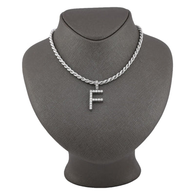 925 Silver Natural 0.15 CTW Diamond Initial Alphabet "F" Pendant 2g Unisex Charm - Elite Jewelers - Charms & Pendants