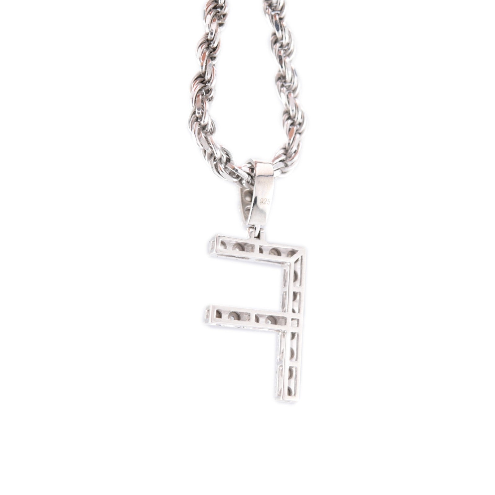 925 Silver Natural 0.15 CTW Diamond Initial Alphabet "F" Pendant 2g Unisex Charm - Elite Jewelers - Charms & Pendants