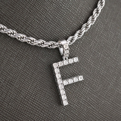 925 Silver Natural 0.15 CTW Diamond Initial Alphabet "F" Pendant 2g Unisex Charm - Elite Jewelers - Charms & Pendants