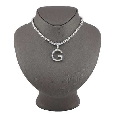 925 Silver Natural 0.15 CTW Diamond Initial Alphabet "G" Pendant 2g Unisex Charm - Elite Jewelers - Charms & Pendants