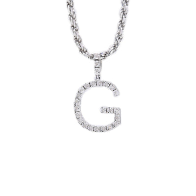 925 Silver Natural 0.15 CTW Diamond Initial Alphabet "G" Pendant 2g Unisex Charm - Elite Jewelers - Charms & Pendants