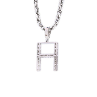 925 Silver Natural 0.15 CTW Diamond Initial Alphabet "H" Pendant 2g Unisex Charm - Elite Jewelers - Charms & Pendants