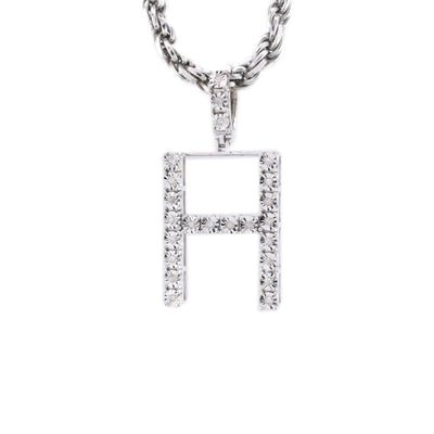 925 Silver Natural 0.15 CTW Diamond Initial Alphabet "H" Pendant 2g Unisex Charm - Elite Jewelers - Charms & Pendants