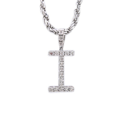 925 Silver Natural 0.15 CTW Diamond Initial Alphabet "I" Pendant 2g Unisex Charm - Elite Jewelers - Charms & Pendants