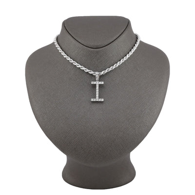 925 Silver Natural 0.15 CTW Diamond Initial Alphabet "I" Pendant 2g Unisex Charm - Elite Jewelers - Charms & Pendants