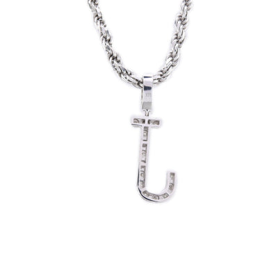 925 Silver Natural 0.15 CTW Diamond Initial Alphabet "J" Pendant 2g Unisex Charm - Elite Jewelers - Charms & Pendants