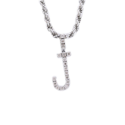 925 Silver Natural 0.15 CTW Diamond Initial Alphabet "J" Pendant 2g Unisex Charm - Elite Jewelers - Charms & Pendants