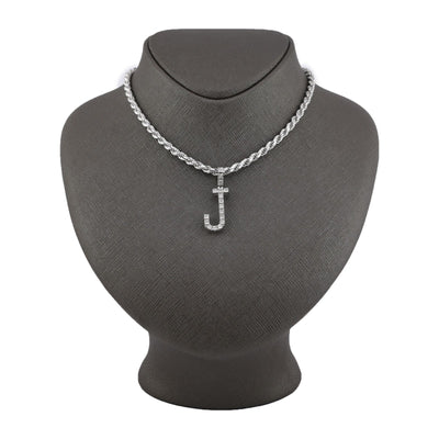 925 Silver Natural 0.15 CTW Diamond Initial Alphabet "J" Pendant 2g Unisex Charm - Elite Jewelers - Charms & Pendants