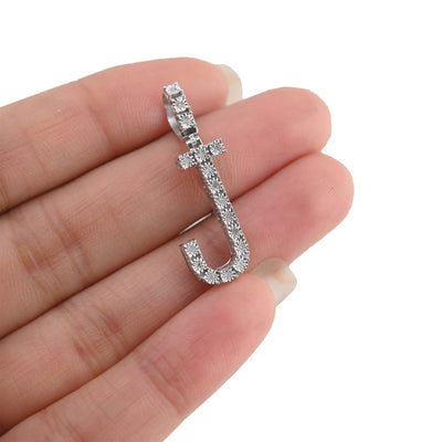 925 Silver Natural 0.15 CTW Diamond Initial Alphabet "J" Pendant 2g Unisex Charm - Elite Jewelers - Charms & Pendants