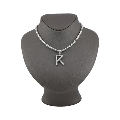 925 Silver Natural 0.15 CTW Diamond Initial Alphabet "K" Pendant 2g Unisex Charm - Elite Jewelers - Charms & Pendants