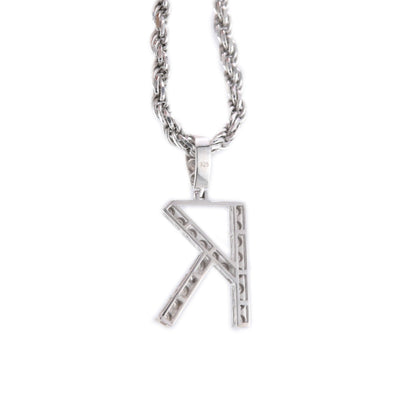 925 Silver Natural 0.15 CTW Diamond Initial Alphabet "K" Pendant 2g Unisex Charm - Elite Jewelers - Charms & Pendants