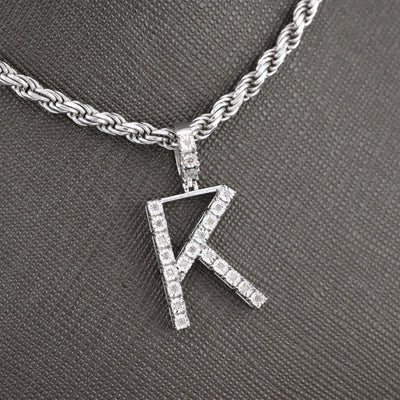 925 Silver Natural 0.15 CTW Diamond Initial Alphabet "K" Pendant 2g Unisex Charm - Elite Jewelers - Charms & Pendants