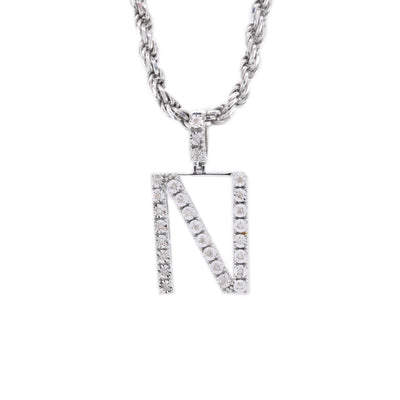 925 Silver Natural 0.15 CTW Diamond Initial Alphabet "N" Pendant 2g Unisex Charm - Elite Jewelers - Charms & Pendants