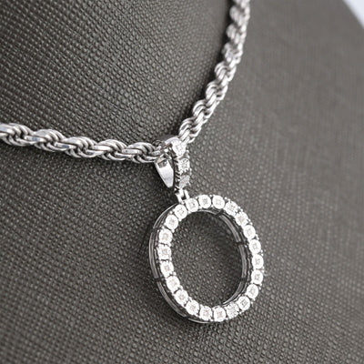 925 Silver Natural 0.15 CTW Diamond Initial Alphabet "O" Pendant 2g Unisex Charm - Elite Jewelers - Charms & Pendants