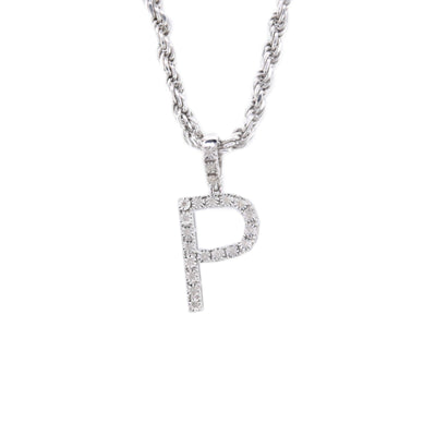 925 Silver Natural 0.15 CTW Diamond Initial Alphabet "P" Pendant 2g Unisex Charm - Elite Jewelers - Charms & Pendants