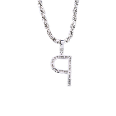 925 Silver Natural 0.15 CTW Diamond Initial Alphabet "P" Pendant 2g Unisex Charm - Elite Jewelers - Charms & Pendants