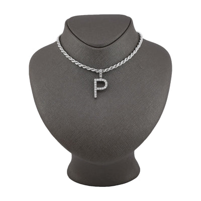 925 Silver Natural 0.15 CTW Diamond Initial Alphabet "P" Pendant 2g Unisex Charm - Elite Jewelers - Charms & Pendants