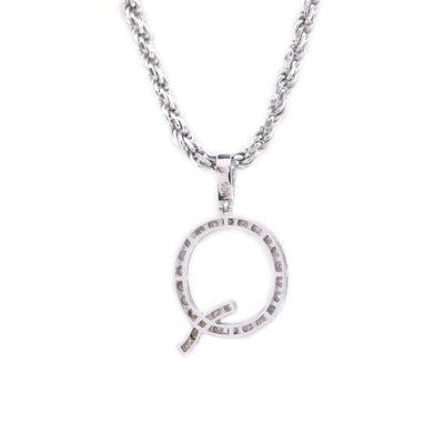 925 Silver Natural 0.15 CTW Diamond Initial Alphabet "Q" Pendant 2g Unisex Charm - Elite Jewelers - Charms & Pendants