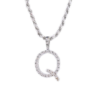 925 Silver Natural 0.15 CTW Diamond Initial Alphabet "Q" Pendant 2g Unisex Charm - Elite Jewelers - Charms & Pendants