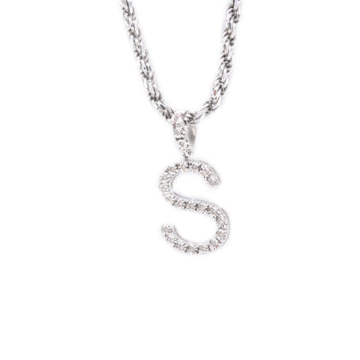 925 Silver Natural 0.15 CTW Diamond Initial Alphabet "S" Pendant 2g Unisex Charm - Elite Jewelers - Charms & Pendants