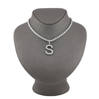 925 Silver Natural 0.15 CTW Diamond Initial Alphabet "S" Pendant 2g Unisex Charm - Elite Jewelers - Charms & Pendants