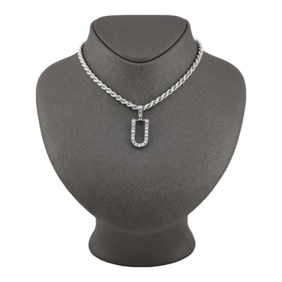 925 Silver Natural 0.15 CTW Diamond Initial Alphabet "U" Pendant 2g Unisex Charm - Elite Jewelers - Charms & Pendants