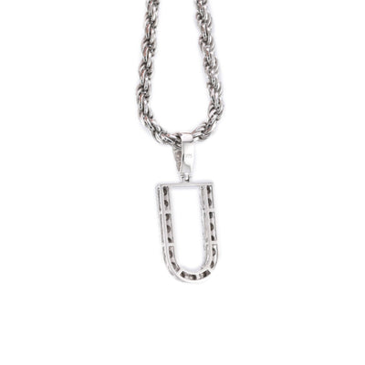 925 Silver Natural 0.15 CTW Diamond Initial Alphabet "U" Pendant 2g Unisex Charm - Elite Jewelers - Charms & Pendants