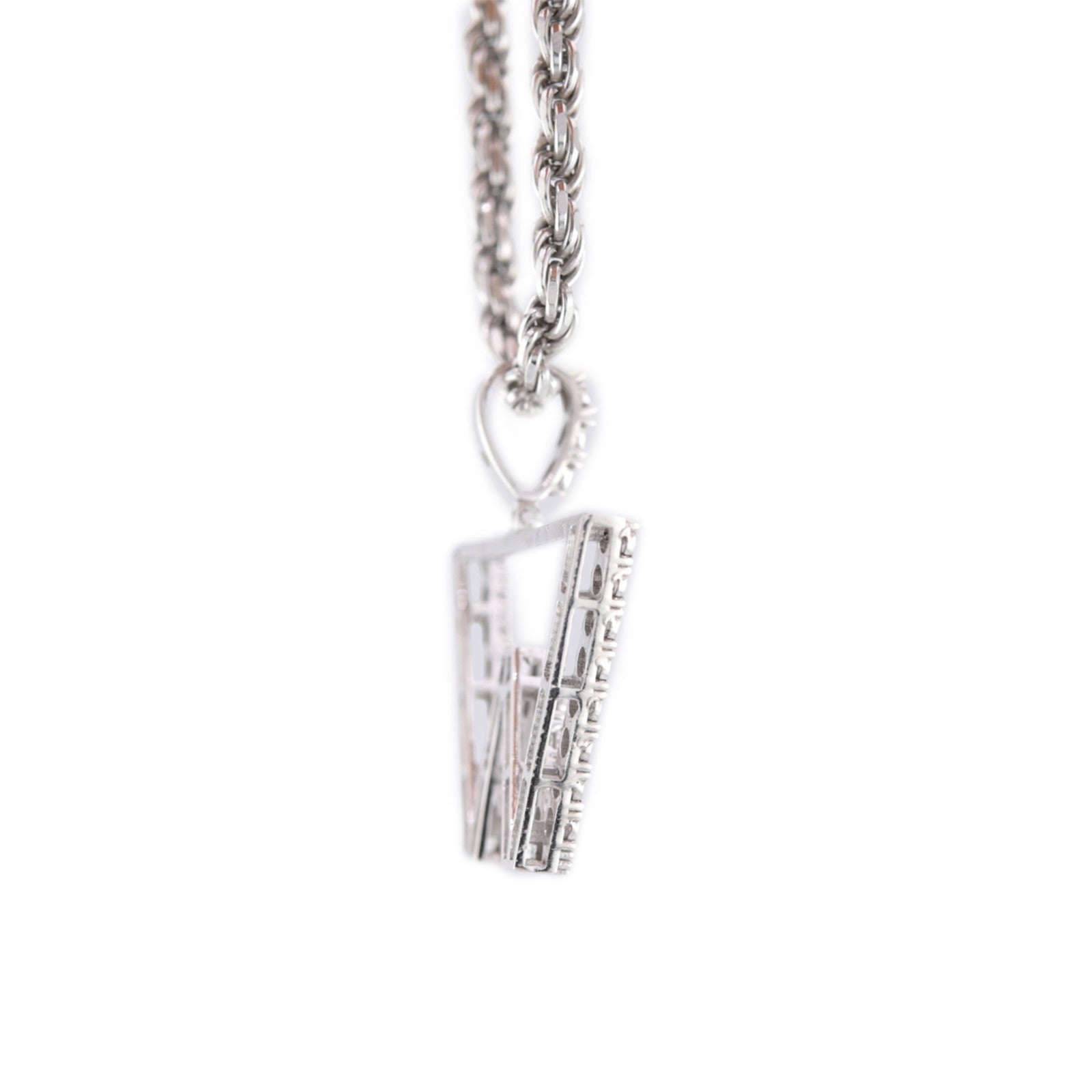 925 Silver Natural 0.15 CTW Diamond Initial Alphabet "W" Pendant 2g Unisex Charm - Elite Jewelers - Charms & Pendants