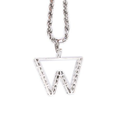 925 Silver Natural 0.15 CTW Diamond Initial Alphabet "W" Pendant 2g Unisex Charm - Elite Jewelers - Charms & Pendants