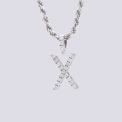 925 Silver Natural 0.15 CTW Diamond Initial Alphabet "X" Pendant 2g Unisex Charm - Elite Jewelers - Charms & Pendants
