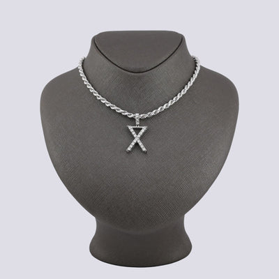 925 Silver Natural 0.15 CTW Diamond Initial Alphabet "X" Pendant 2g Unisex Charm - Elite Jewelers - Charms & Pendants