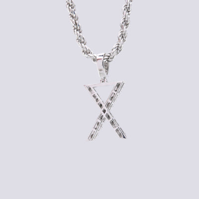 925 Silver Natural 0.15 CTW Diamond Initial Alphabet "X" Pendant 2g Unisex Charm - Elite Jewelers - Charms & Pendants