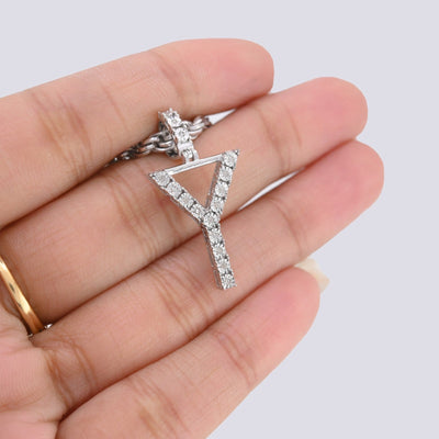 925 Silver Natural 0.15 CTW Diamond Initial Alphabet "Y" Pendant 2g Unisex Charm - Elite Jewelers - Charms & Pendants
