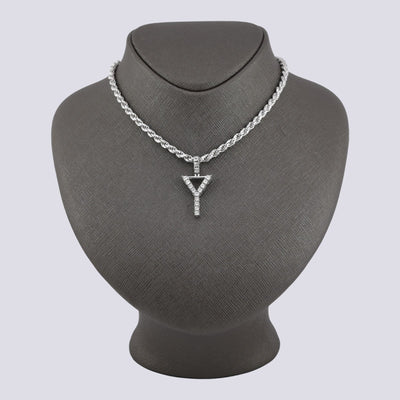 925 Silver Natural 0.15 CTW Diamond Initial Alphabet "Y" Pendant 2g Unisex Charm - Elite Jewelers - Charms & Pendants
