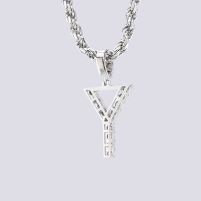 925 Silver Natural 0.15 CTW Diamond Initial Alphabet "Y" Pendant 2g Unisex Charm - Elite Jewelers - Charms & Pendants