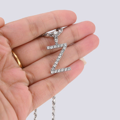 925 Silver Natural 0.15 CTW Diamond Initial Alphabet "Z" Pendant 2g Unisex Charm - Elite Jewelers - Charms & Pendants