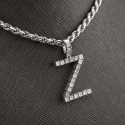 925 Silver Natural 0.15 CTW Diamond Initial Alphabet "Z" Pendant 2g Unisex Charm - Elite Jewelers - Charms & Pendants
