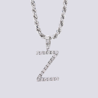 925 Silver Natural 0.15 CTW Diamond Initial Alphabet "Z" Pendant 2g Unisex Charm - Elite Jewelers - Charms & Pendants